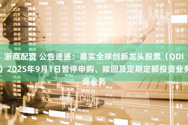浙商配资 公告速递：嘉实全球创新龙头股票（QDII）2025年9月1日暂停申购、赎回及定期定额投资业务